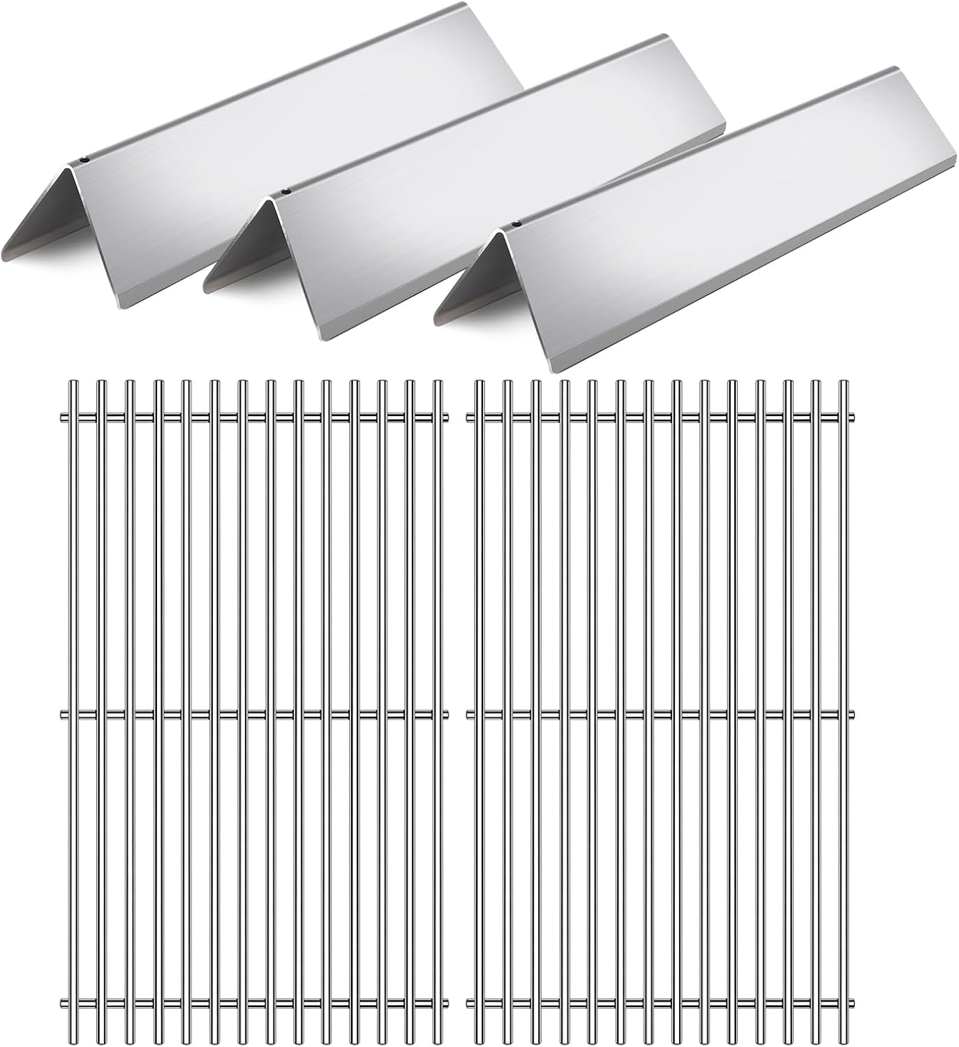 2Pack 17.5 Inch 7637 Cooking Grates with 3Pack 7635 Flavorizer Bars Heat Plates Grill Parts for Weber Spirit E-210, Spirit 200, Spirit II E210, GS4 Spirit II E-210 Series Gas Grills,Stainless Steel