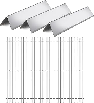 2Pack 17.5 Inch 7637 Cooking Grates with 3Pack 7635 Flavorizer Bars Heat Plates Grill Parts for Weber Spirit E-210, Spirit 200, Spirit II E210, GS4 Spirit II E-210 Series Gas Grills,Stainless Steel