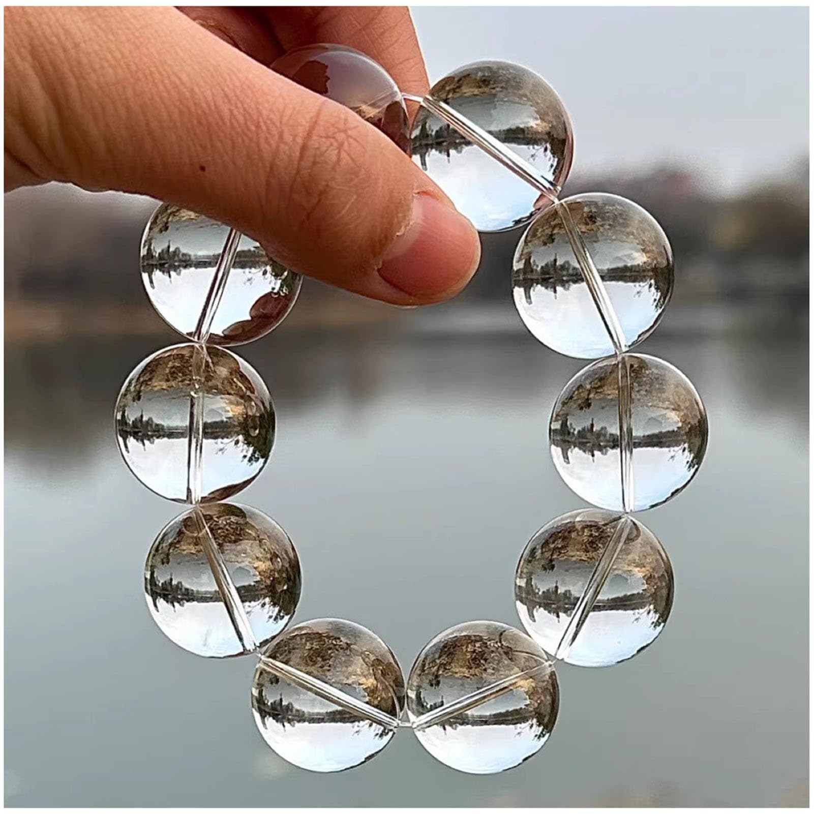 Bracciale curativo al Quarzo Trasparente Naturale, Cristallo Maestro guaritore per la Meditazione, bilanciamento dei Chakra e amplificazione dell'energia, Braccialetto Elastico,8MM