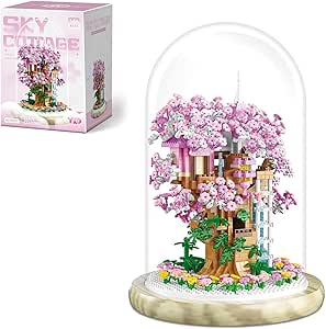Amazon.com: Insgen Cherry Blossom Bonsai Tree House Building Flowers Set for Adults, 1382 Pcs Micro-Particle Ideas Sakura Tree Building Blocks, Complete with String Lights, Dust Cover, and Wooden Base : Toys & Games