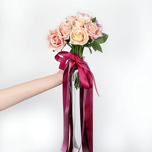 Miniatura 6 de MAYREEL Cinta de satén burdeos de 1 pulgada de color rojo oscuro para envolver regalos, manualidades, bodas, despedidas de soltera, fiestas,