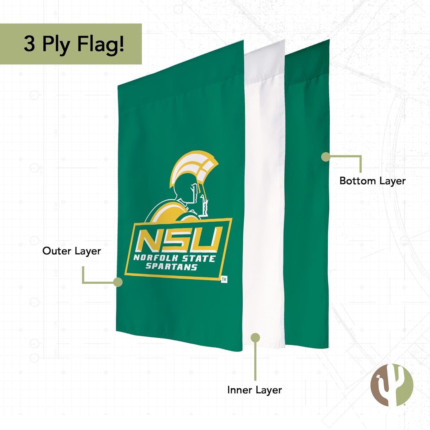 Desert Cactus Norfolk State University NSU Garden Flag – 19 x 12 inch Norfolk State Spartans Banner, For Outdoor Display and Events (Design 1) - Image 3
