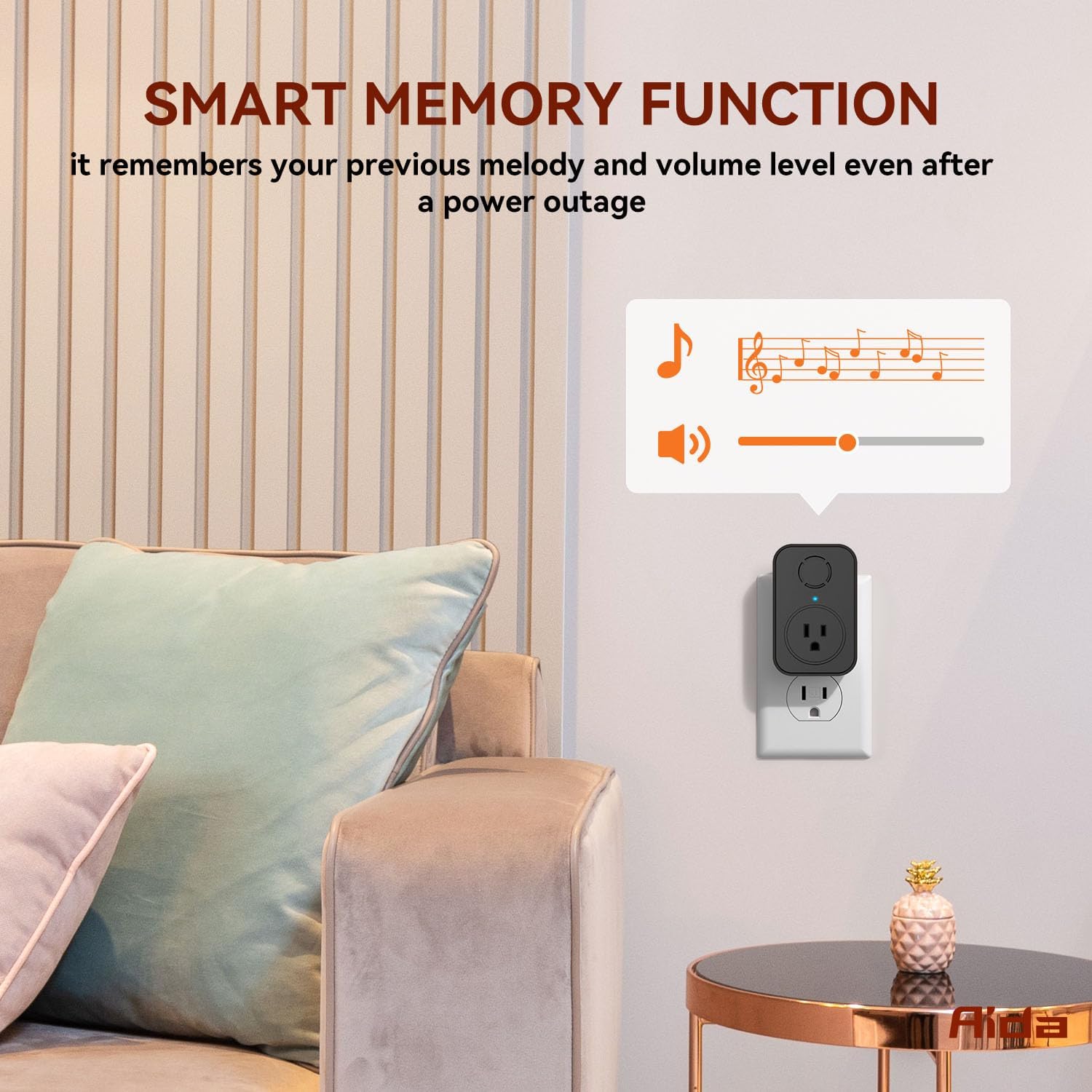 AIDA Wireless Doorbell, Self-powered Doorbell with Extra Socket, No Battery Required Push Button, Cordless Door Bell Ringer, 5 Volume Levels with 32 Doorbell Chimes (Black, 2 Button & 1 Receiver)