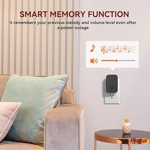 Miniatura 7 de AIDA Timbre inalámbrico, timbre autoalimentado con enchufe extra, no requiere batería, botón de timbre inalámbrico, 5 niveles de volumen con 32