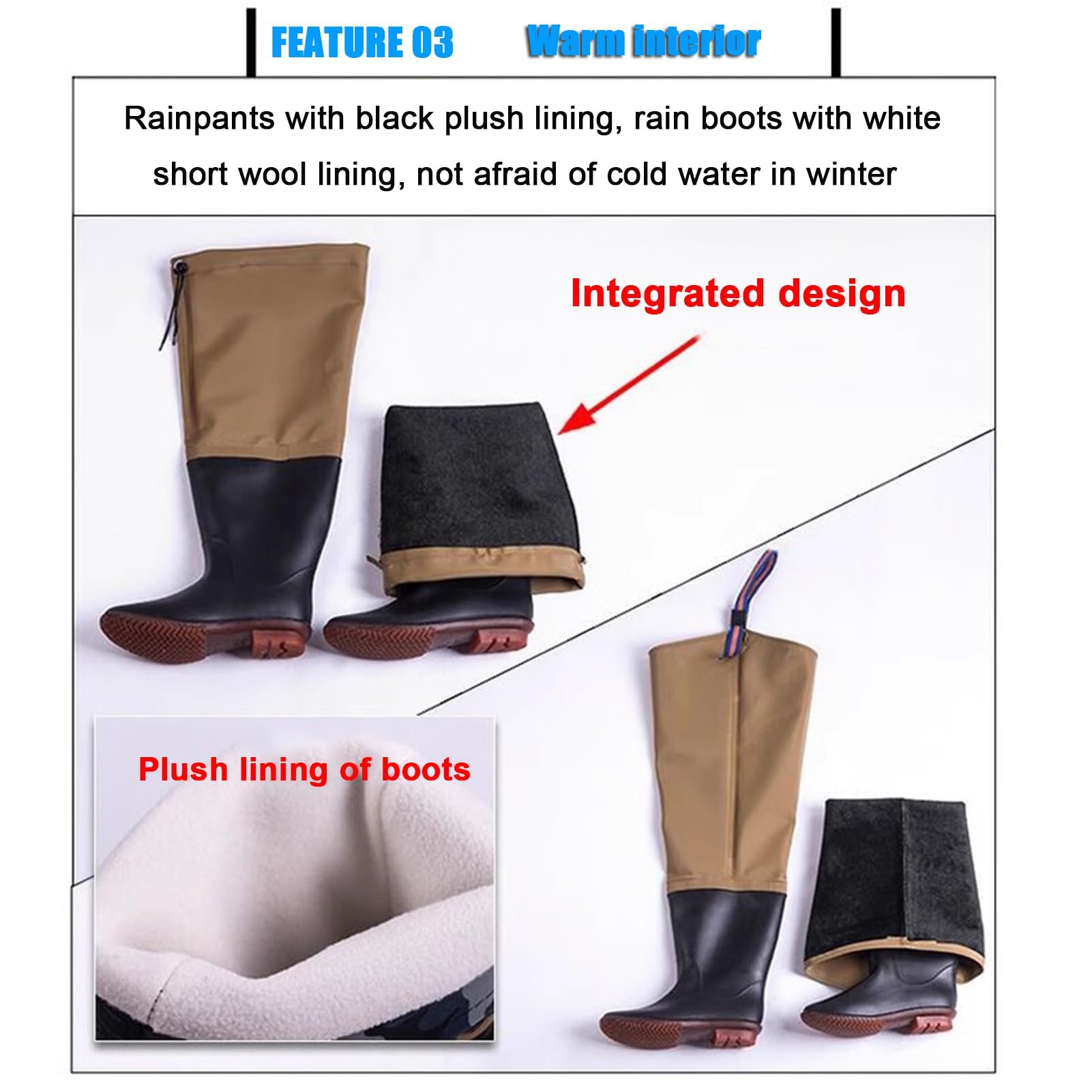 IBOWZ Vadeadores de Pesca Botas de Pesca de PVC hasta la Rodilla. Botas de Caza con vadeo hasta la Rodilla de 80 cm/31,5 Pulgadas. con Hebilla de Bloqueo Ajustable.