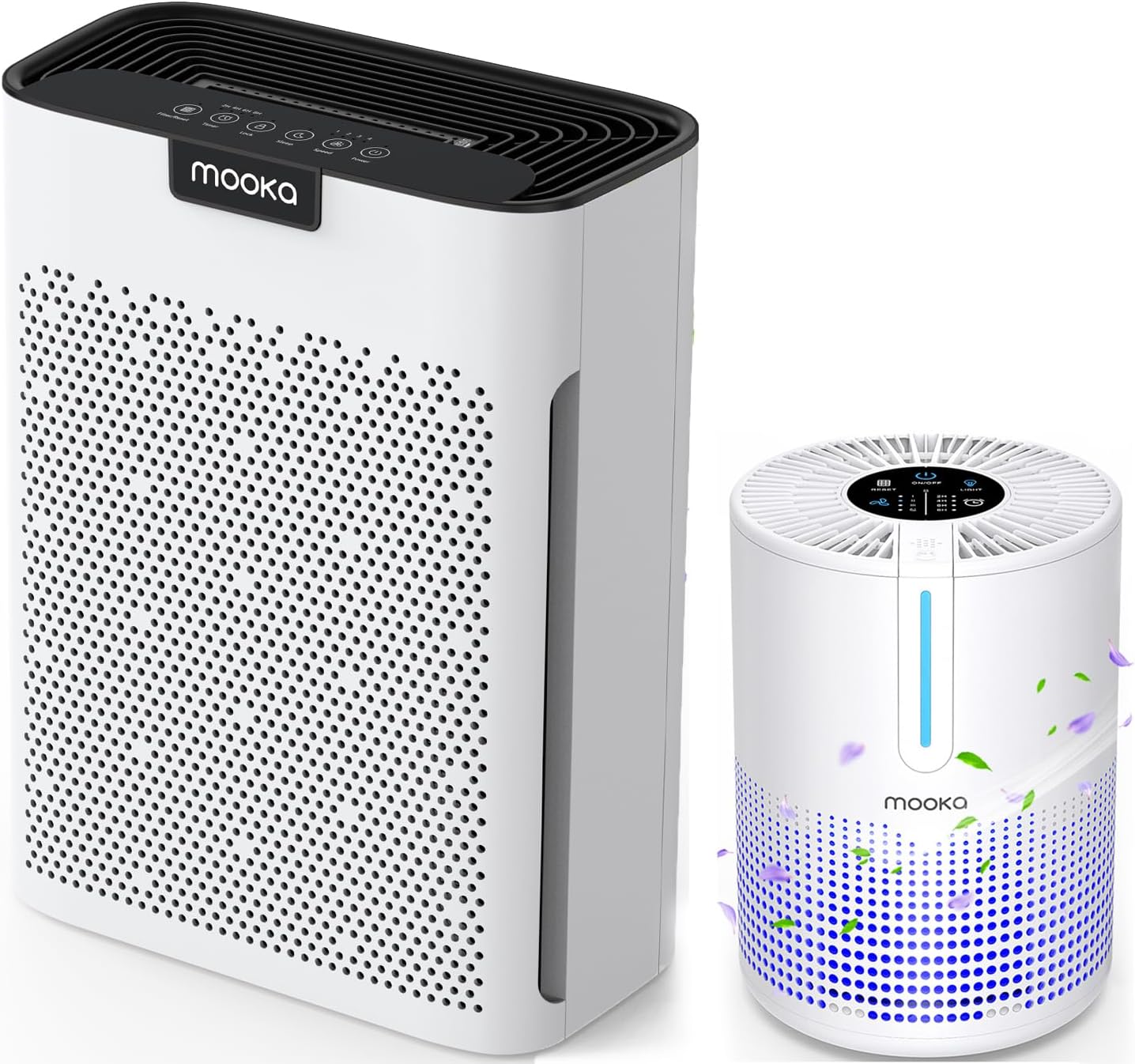 MOOKA Air Purifiers M01 + KJ190L for Home Large Room 2000 Ft² with Washable Filters, Fragrance Sponge, H13 HEPA Filter Pet Air Purifier for Bedroom, Air Cleaner for Smoke Dust Pollen Pets Hair Odor product image