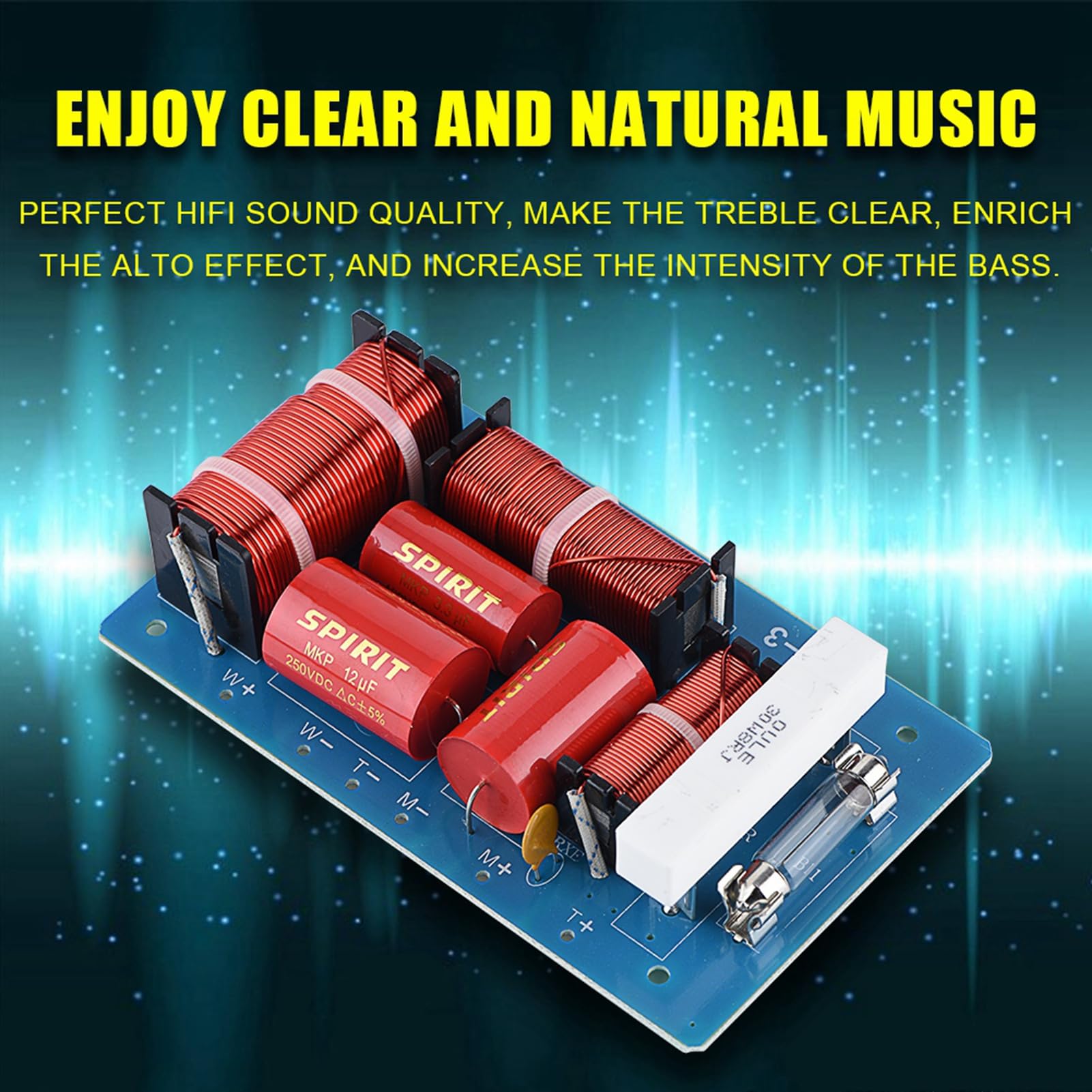 Tablero del módulo de filtro de audio, Tablero divisor de frecuencia de los altavoces Agudos Alto Bass 3 Vías Alta potencia Hi-Fi Audio Crossover Filtro de frecuencia Distribuidor Módulo DIY