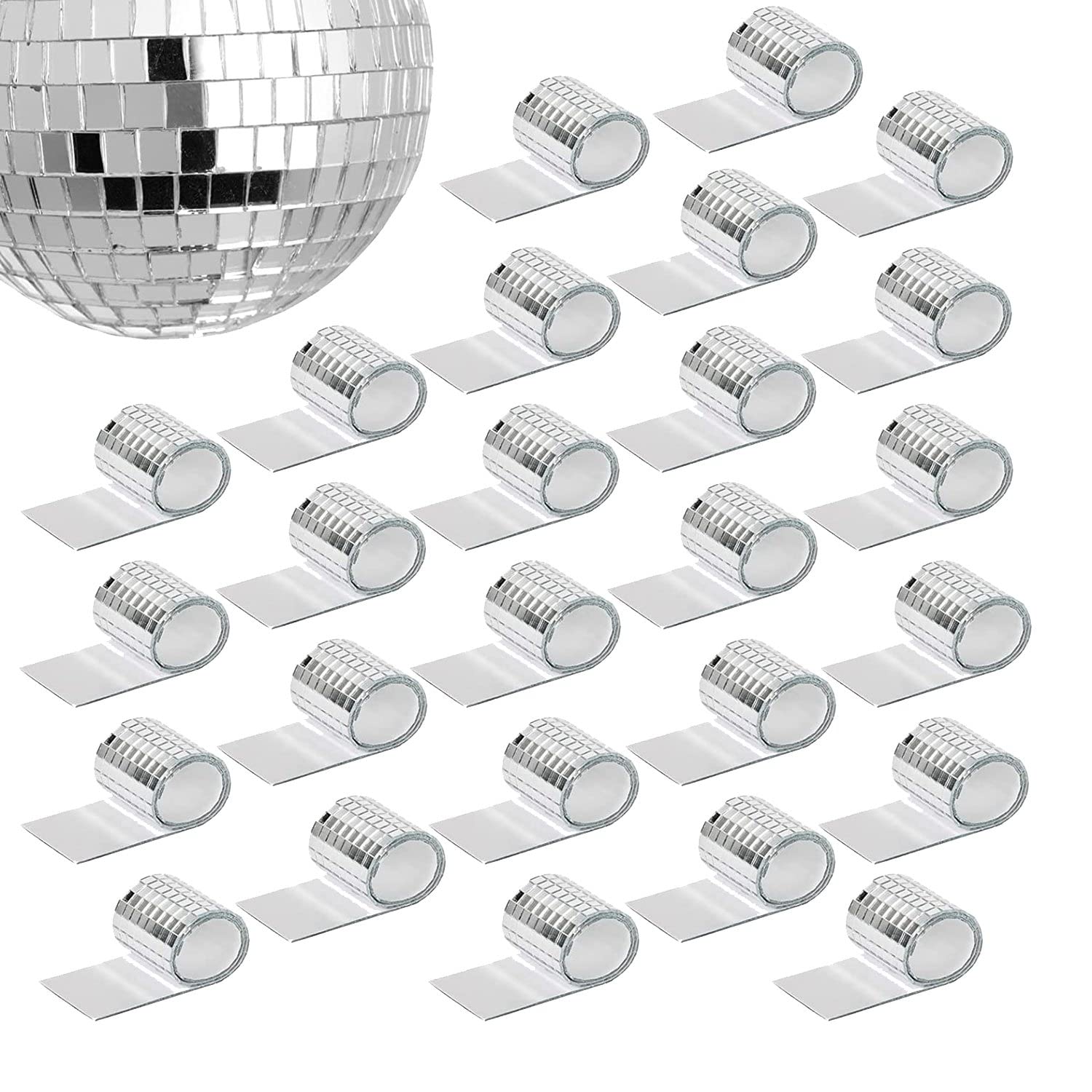 CTRLZS 26 PCS Mirror Mosaic Tiles Self Adhesive Disco Ball Tiles Sticker for DIY Craft Silver
