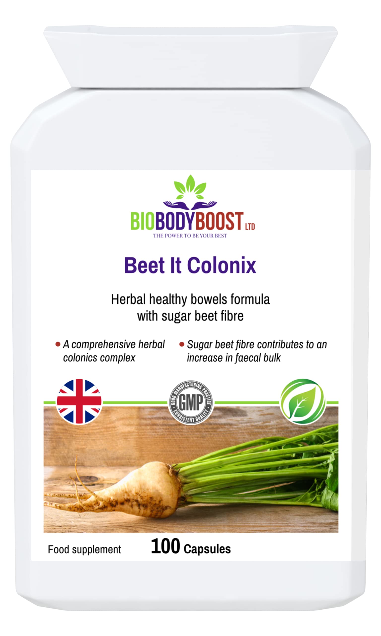 Beet It Colonix | Herbal Cleanse and Detox | Rhubarb- Aloe Vera- Cayenne - Burdock Root- Sugar Beet Fibre 50mg- Clove Bud- Barberry Bark- Fennel Seed-Liquorice Root | 100 Vegan Capsules