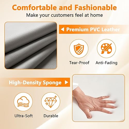 Miniatura 6 de CLATINA Silla de sala de espera para invitados con cuero regenerado y reposabrazos acolchados para recepción de oficina y escritorio de conferencia