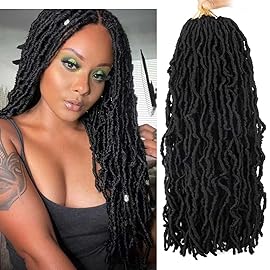 6 Packs Soft Locs Crochet Hair Pre Looped 18 Inch Faux Locs Crochet Braids Goddess Curly Wavy Locs Crochet Loc Hair for Black Women (1B, 18 Inch (Pack of 6))