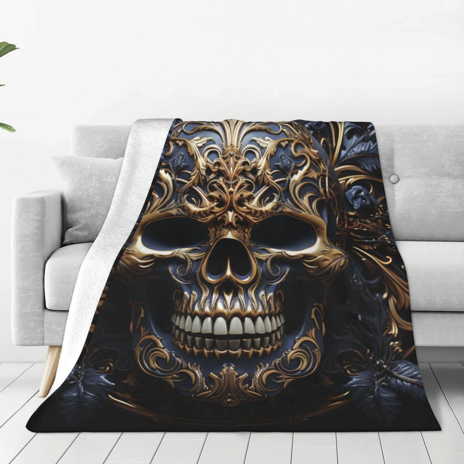 MXZERFKGLA Throw Blanket for Couch Thick Soft Fleece Blankets Warm Cozy Air Conditioning Quilt All Seasons Skulls Blanket Lightweight Flannel Fuzzy Blankets for Bed Couch Living Room Sofa 40"x30"