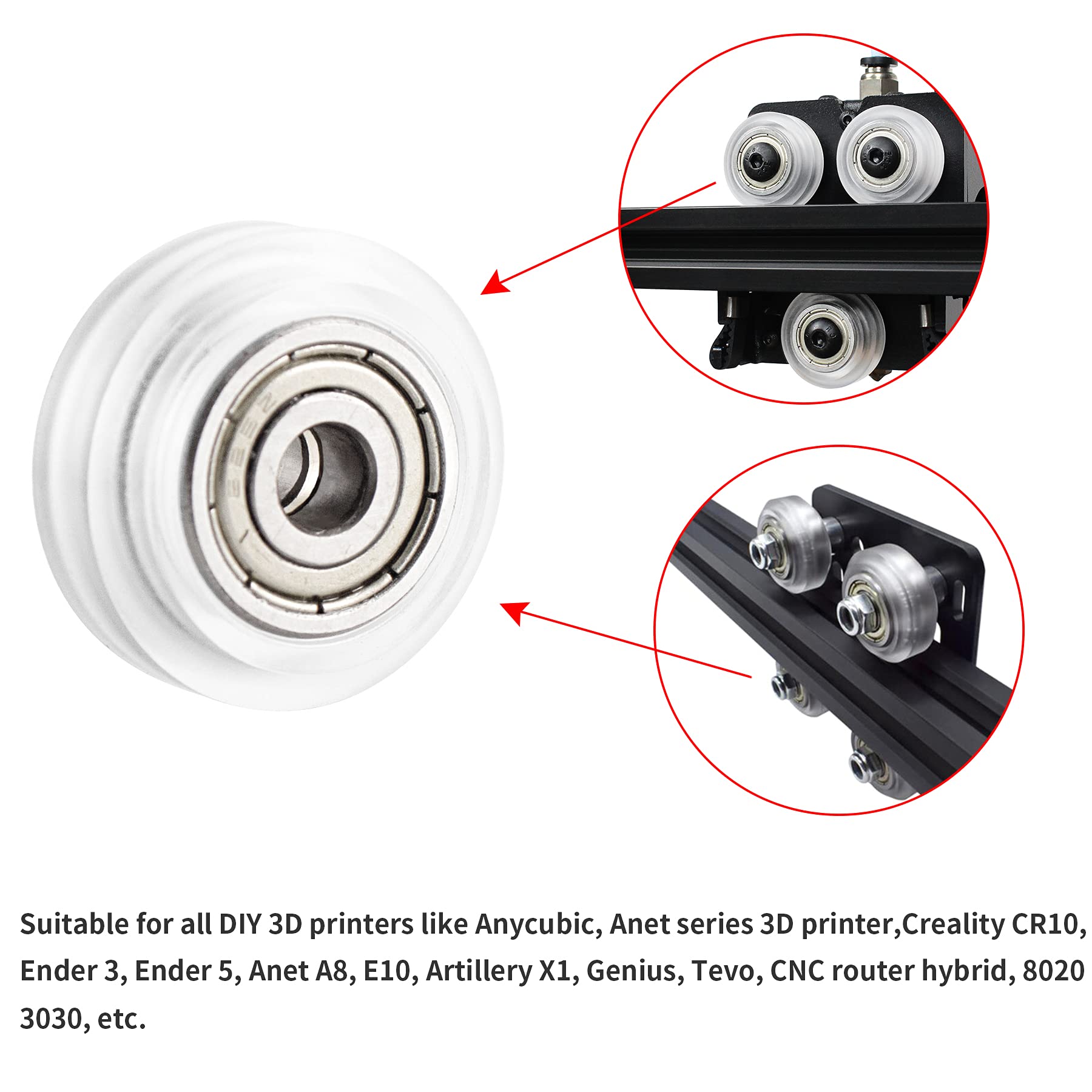 Lsgoodcare 3D-Drucker Rollen & Zubehör – 13 POM-Rollen, Exzenter-Säulen, Abstandshalter, Kompatibel Mit Ender 3/CR-10