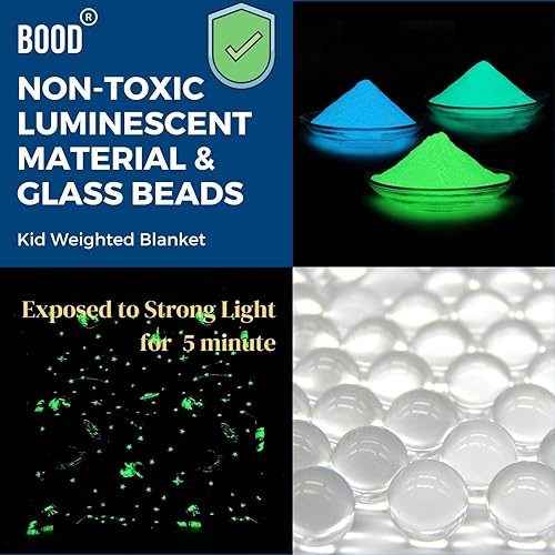 Miniatura 6 de Bood Manta con peso de forro polar brillante de 3 libras para niños pequeños, manta con peso que brilla en la oscuridad, manta con peso de 3 libras,