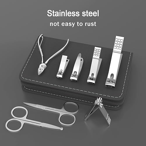 Miniatura 6 de Cater Kit de cortaúñas de manicura, juego de aseo de uñas de acero inoxidable de 31 piezas con lujoso estuche de viaje (negro)