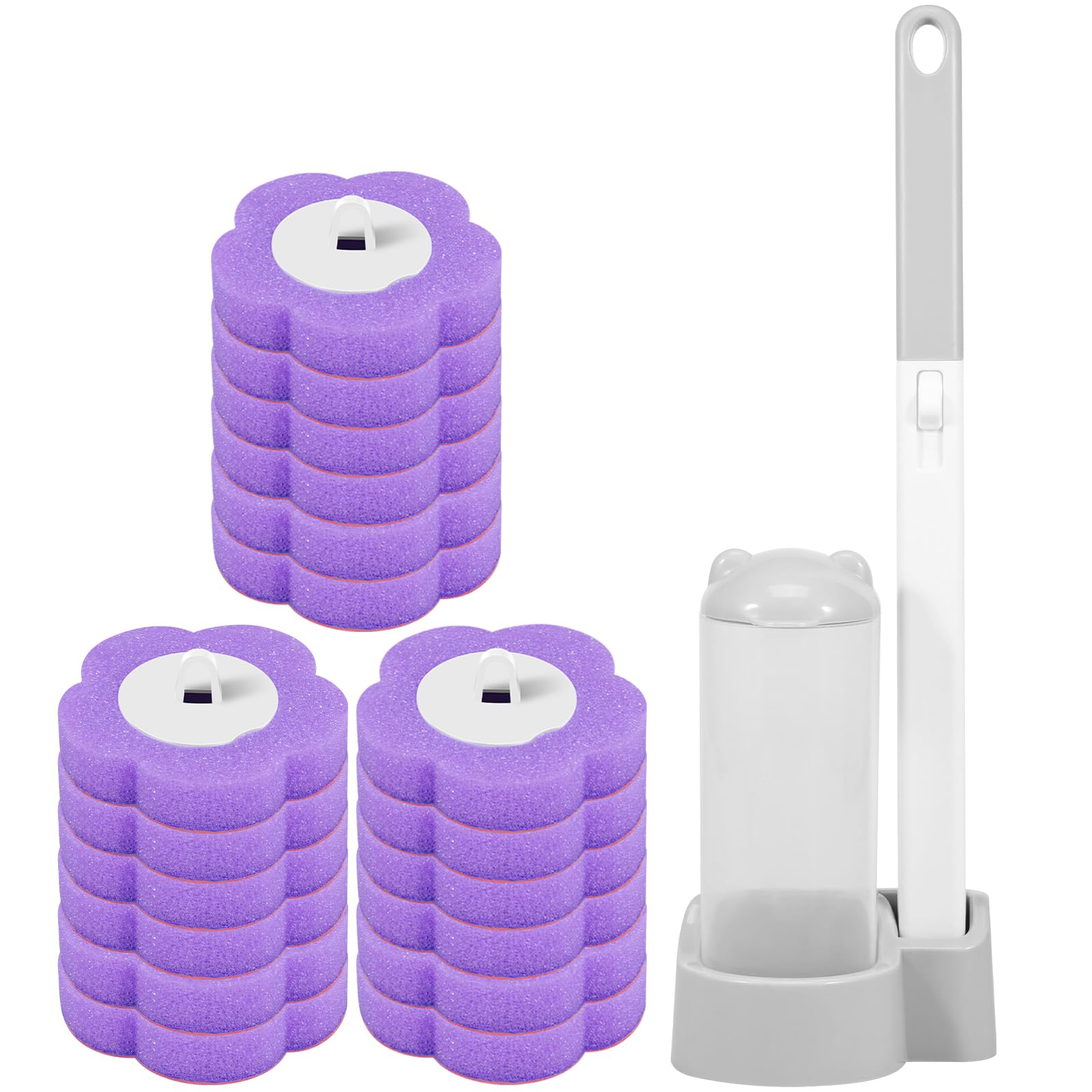 Disposable Toilet Brush with 18PCS Replacement Pads Disposable Toilet Brush Cleaning System Bathroom Cleaning Wand Kit with Extended Handle for Home Bathroom Kitchen (white)