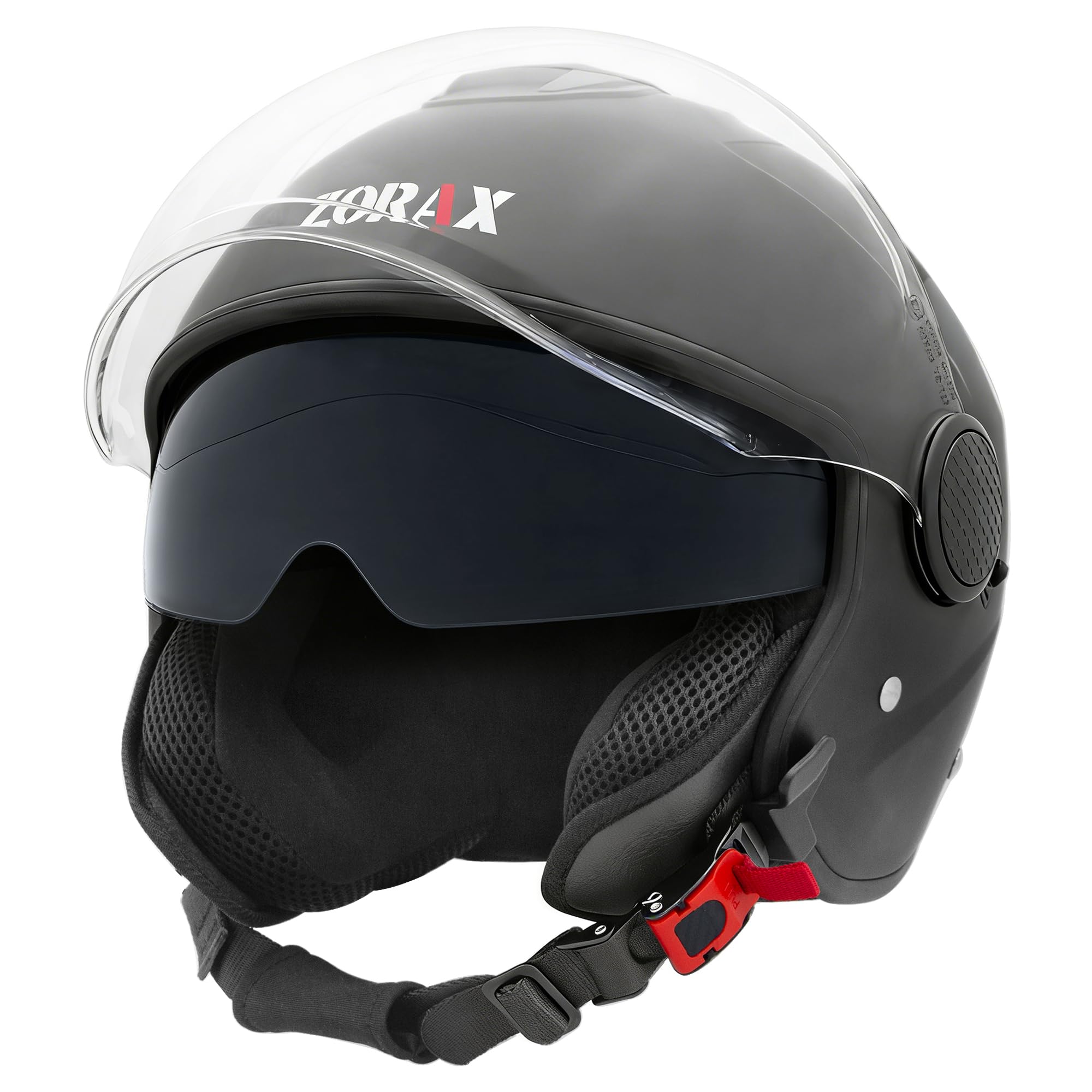 Zorax Zor-629 Motorbike Open Face DVS Helmet With Removable Peak ECE 2206 Approved - Matt Black M(57-58) — view 8