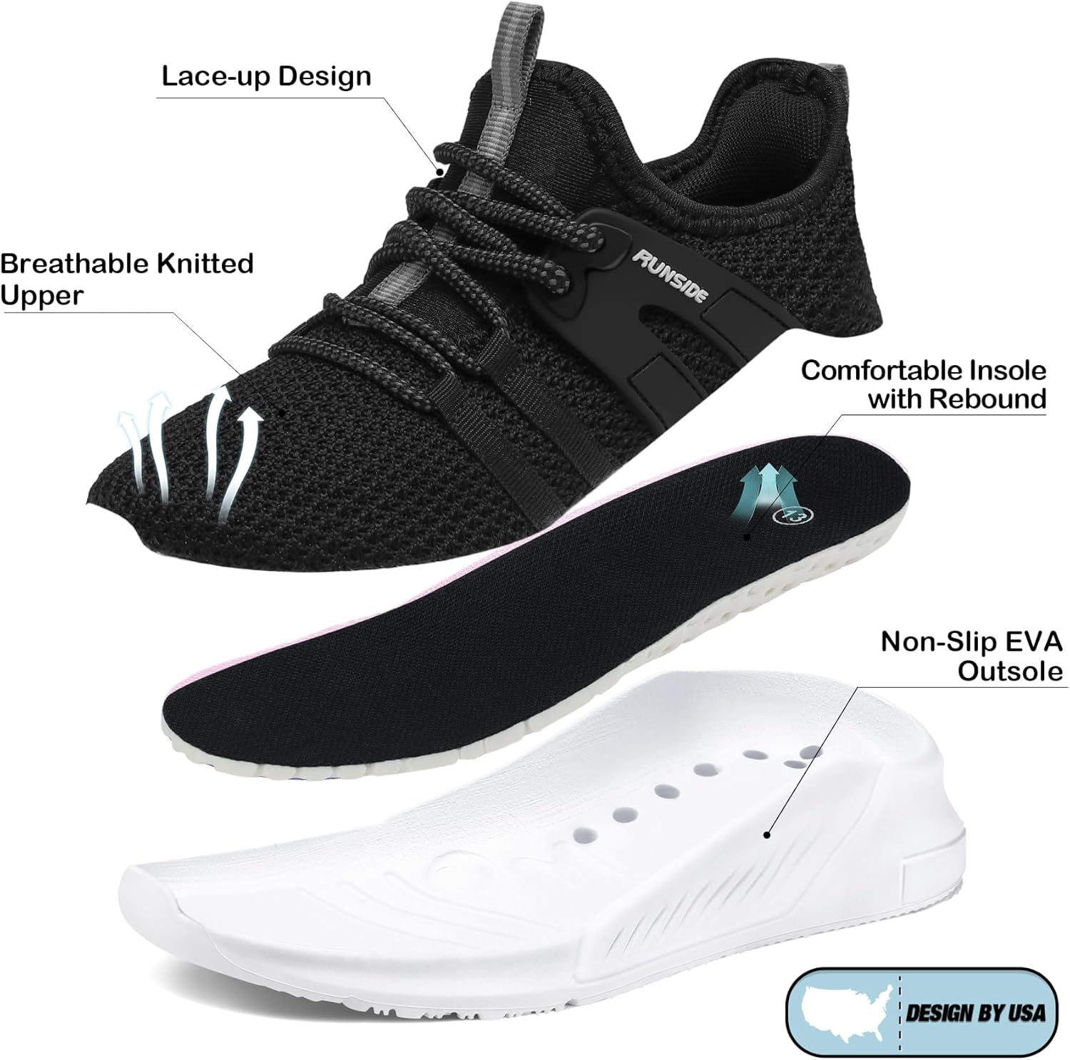 RUNSIDE Boys Girls Tennis Shoes Kids Lightweight Breathable Sneakers Lace-up Running Athletic Shoes for Toddler/Little Kid/Big Kid - Image 5