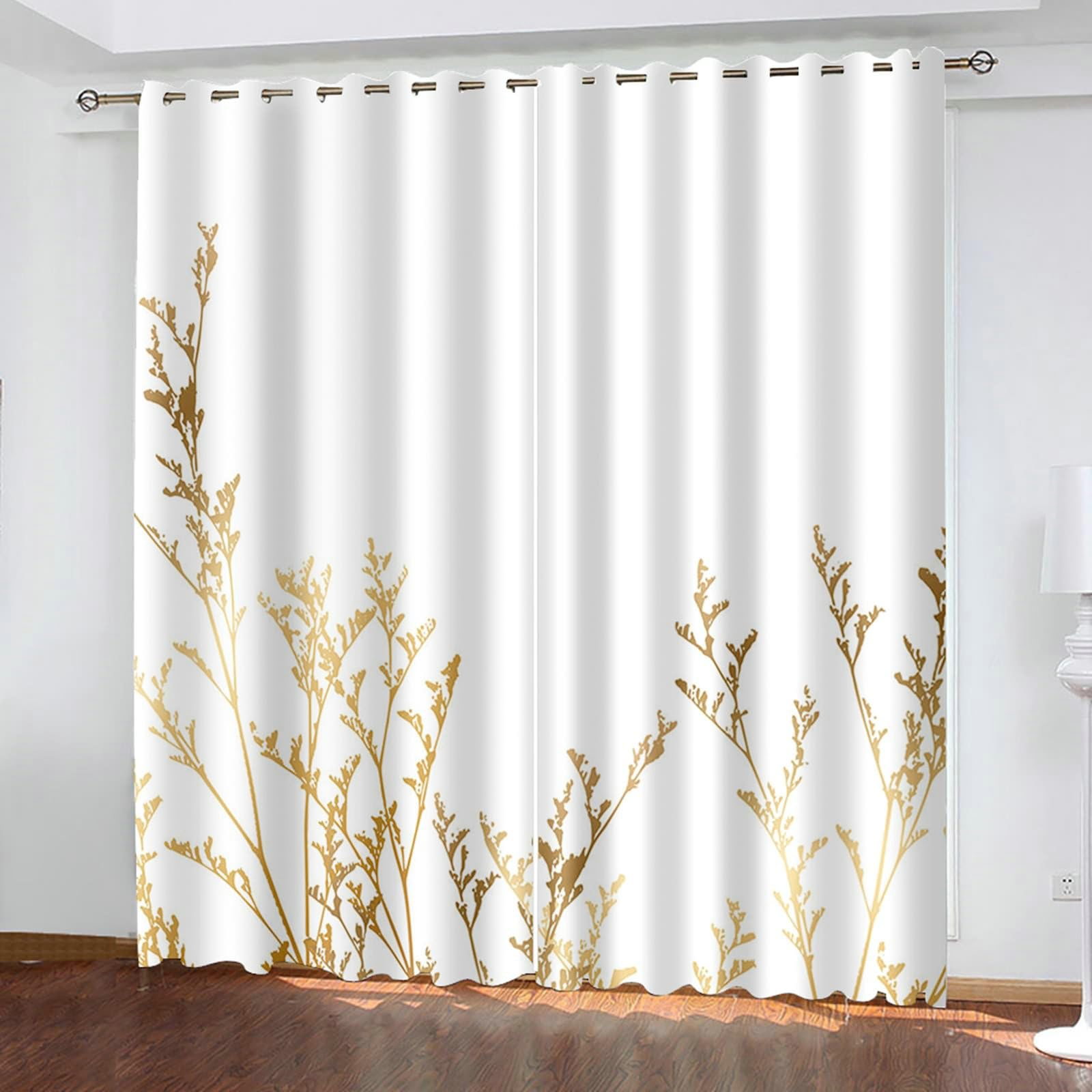 Gardinen Verdunkelung 2er Set 96x229CM, Vorhänge Blickdicht Fenster Zweige Verdunklungsvorhänge mit Ösen Jugendzimmer