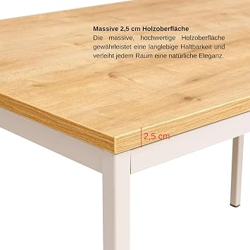 furni24 Schreibtisch-Stahl 140x80x75cm Eiche TÜV/GS-Einfache Montage Arbeitstisch Bürotisch Küchentisch Esstisch Druckertisch Büro-Möbel Arbeitszimmer Computertisch Gaming-Tisch Mehrzwecktisch