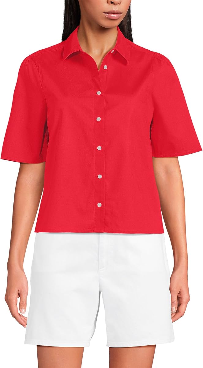 Camisa de popelina con botones delanteros para mujer