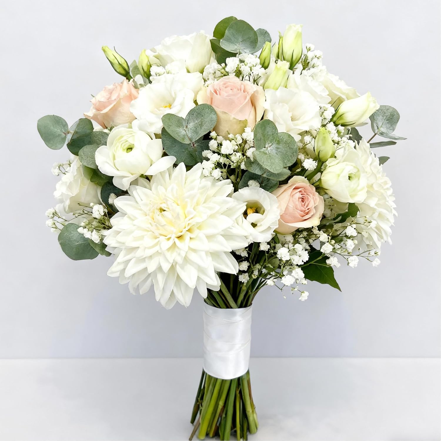 Dahlia Artificial Flowers, 23 inch White Silk Flowers with 6 Heads, Realistic Faux Floral Stems for Wedding Centerpieces and Home Decor - Image 5