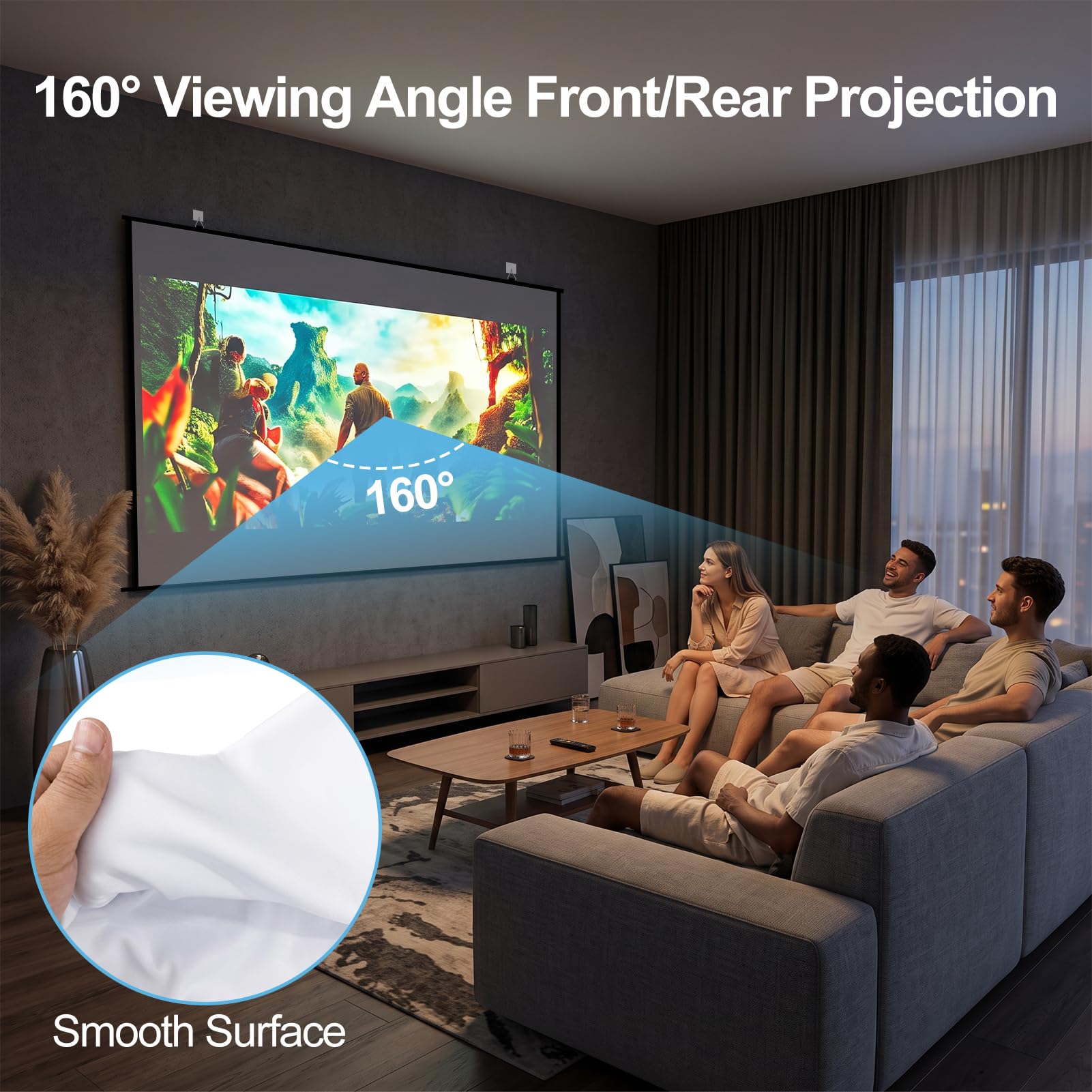 Amazon | 100インチの固定フレームプロジェクタースクリーン、屋外屋内