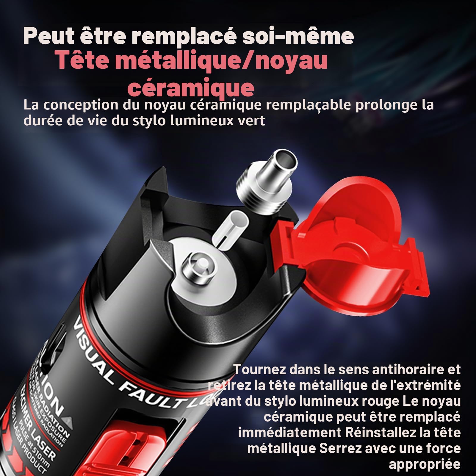 100 mW Localisateur de Défaut Visuel Testeur de Stylo de test de câble optique rechargeable de 2,5 mm FC/SC/SF, adaptateur FC mâle vers LC femelle, 100–120km VFL, stylo à lumière rouge