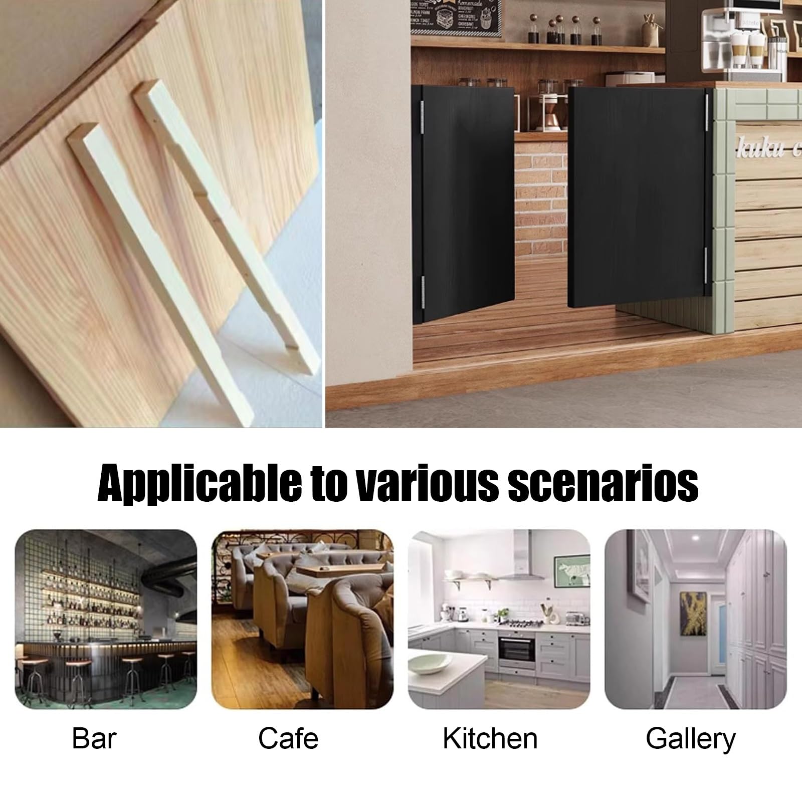 Double porte battante intérieure en bois avec fonction de fermeture automatique, idéale pour l'entrée de bar, café et porche, design moderne demi-porte pour séparation et comptoir
