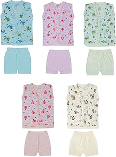 Breezeway Screens Unisex-Child Cotton Top And Bottom Set, Front Button Type, Rich Printed Casual Dress (0-6 Month) (Pack O... Price In India