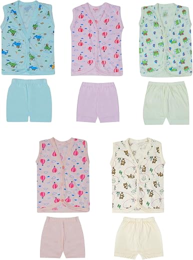 BREEZEWAY New Born Baby Boys &amp; Baby Girls Top and Bottom set, Top wear and Panties, Hosiery soft cotton material Front but...