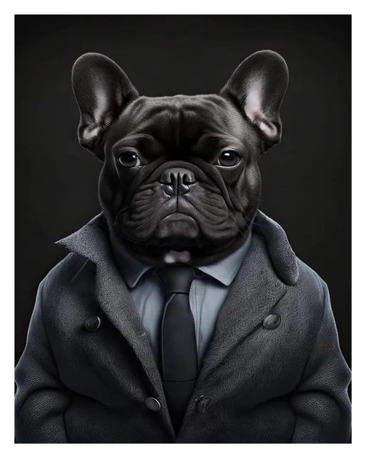 Art mural pour murs vides, impression sur toile XENITE de chien en costume contre la déco fade