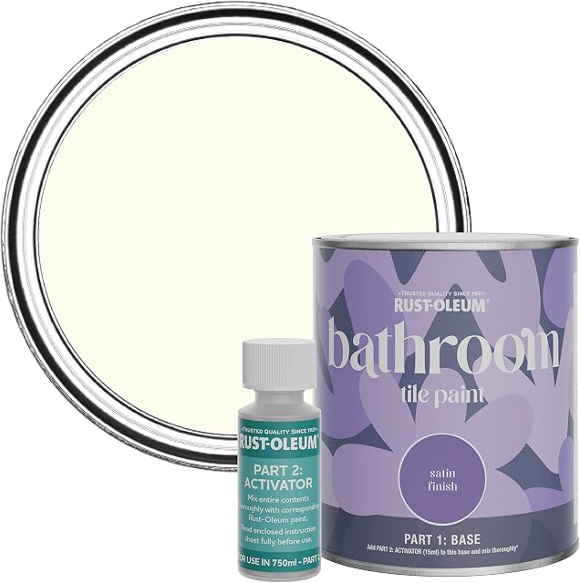 Rust-Oleum White Water-Resistant Bathroom Tile Paint in Satin Finish - Antique White 750ml