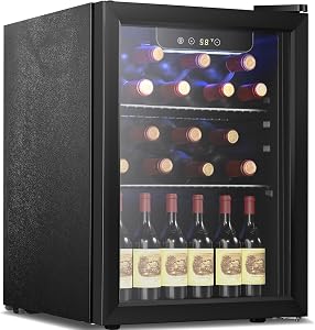 Antarctic Star Wine Cooler, Beverage Refrigerator, 16 Bottle Freestanding Quiet Wine Cellar Front Glass Door for Home and Bar, Digital Temp Control, 1.7 Cu.Ft.