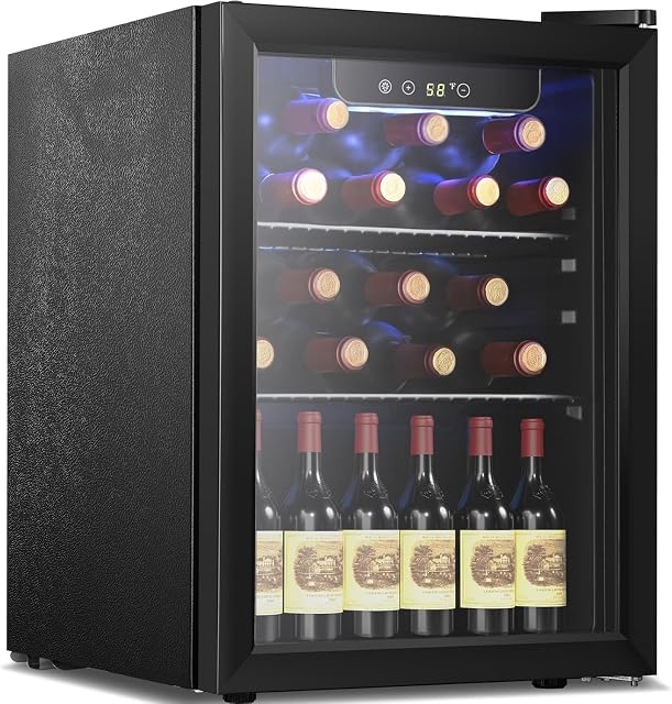 Antarctic Star Refroidisseur de vin, Réfrigérateur de boissons, 16 Bouteille autoportante Quiet Wine Cellar Front Glass Door for Home and Bar, Digital Temp Control, 1.7 Cu.Ft.