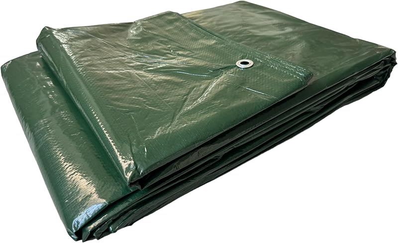 Telo Telone Occhiellato Antistrappo Impermeabile per coperture Polietilene Multiuso (3x3 metri, Verde 120 gr/mq)