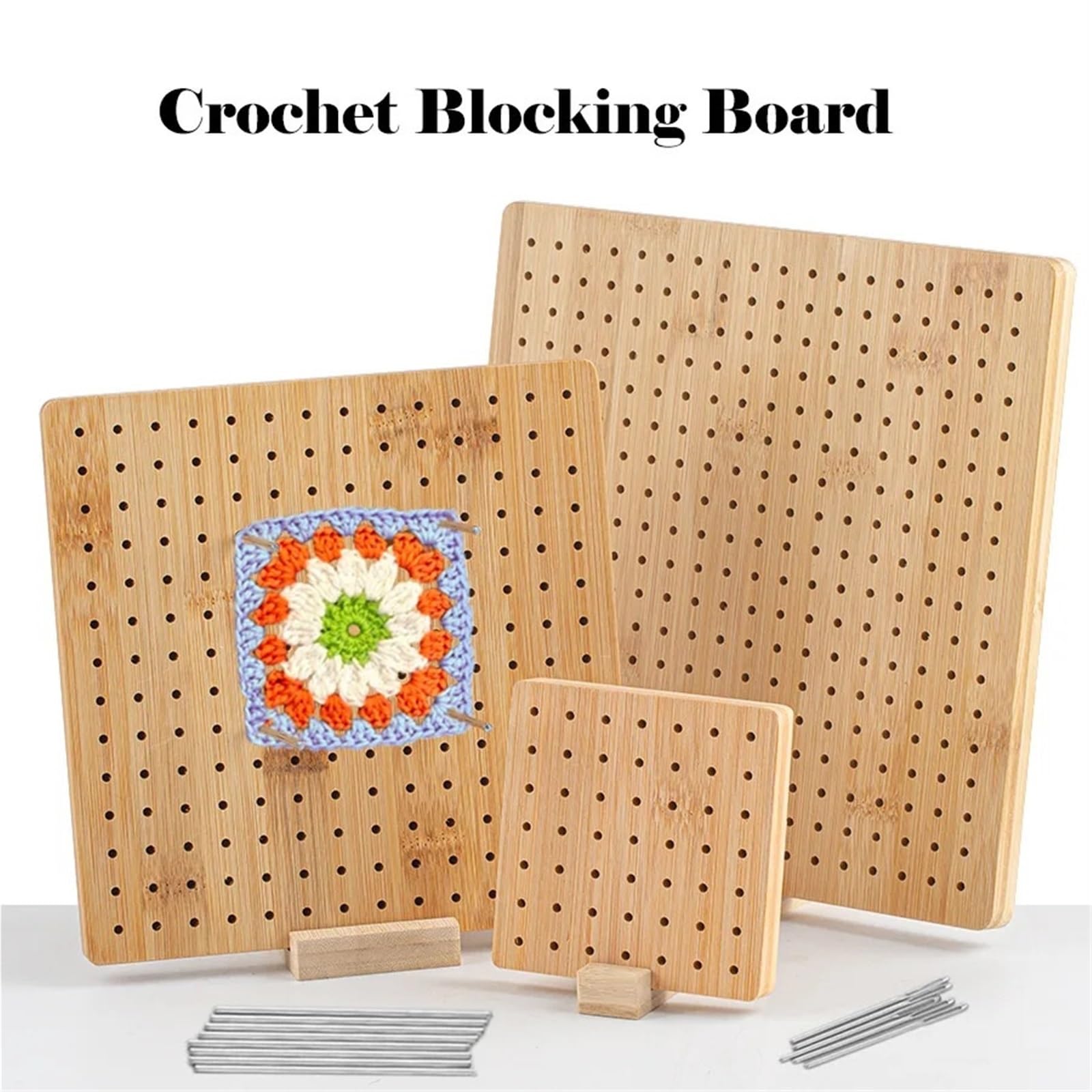 Lavagna per Macramè Kit for tavola di bloccaggio all'uncinetto in legno con perni in acciaio inossidabile for gli amanti della lavorazione a quadretti Granny(7.7 Inch)