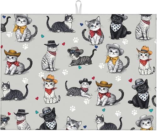 Vista 69 de Tapete de secado de platos de limón de 18 x 24 pulgadas para encimera de cocina, almohadilla absorbente de microfibra para escurrir platos, tapetes