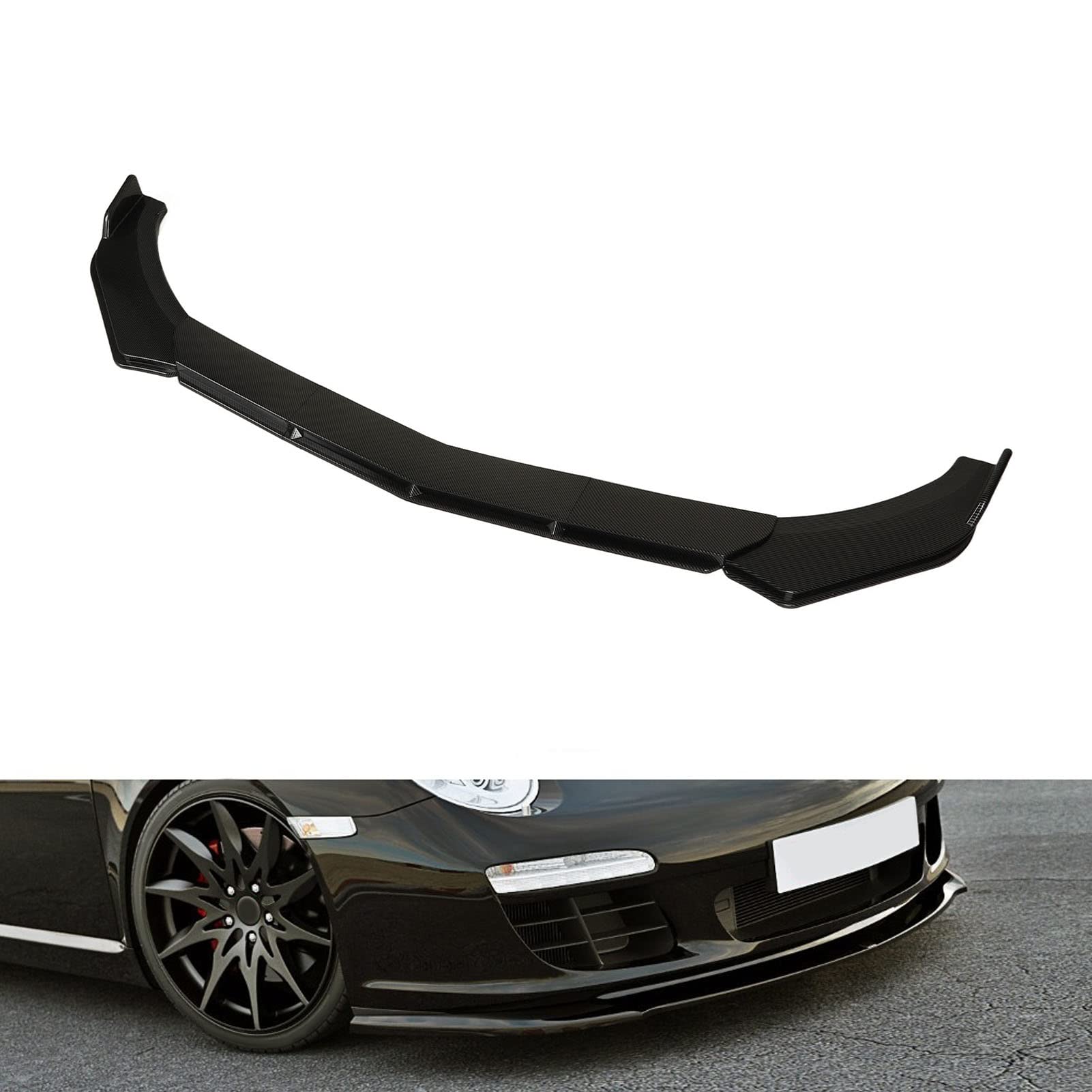 Lip Body Kit Spoiler Paraurti Anteriore Anticollisione 5 Pezzi Installazione Facile Universale per Auto (Stile in fibra di carbonio)