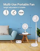 Vista 3 de Primevolve Battery Operated Fan,Portable Rechargeable USB Floor Table Desk Fan with Adjustable Height, 4 Speed Settings Pedestal Fan for Bedroom