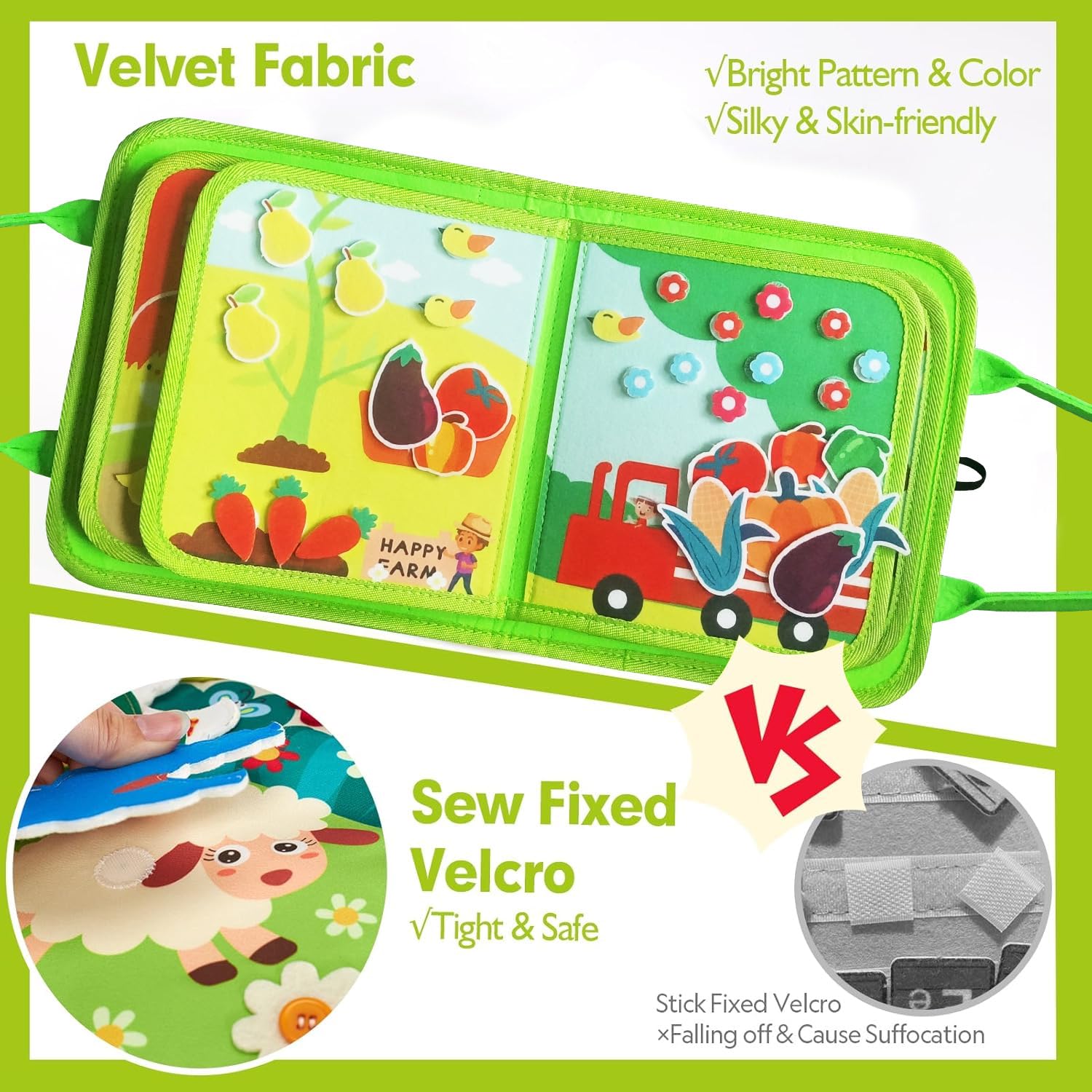 Busy Board ab 1 Jahr,Montessori Spielzeug ab 1 2 3 4 Jahr,Lernspielzeug Quiet Book Bauernhof ab 1 2 Jahr,Geschenke für Jungen Mädchen,Sensorik Spielzeug,Motorikspielzeug,Kinderspielzeug Activity Board