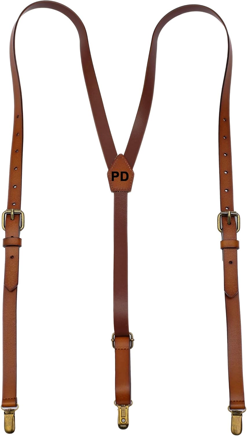 EURYNOME Leather Suspenders For Men, Brown Genuine Leather Suspenders Groomsmen Gifts