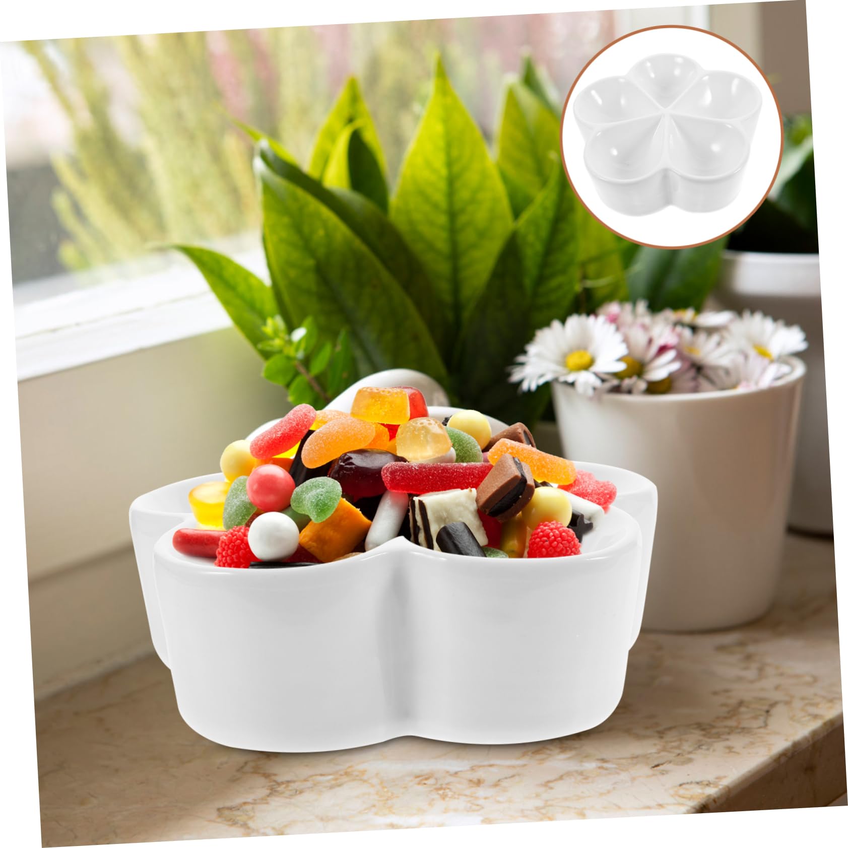 GLEAVI 4 Piezas Forma de Flor Aperitivos y Dividido de Almacenamiento Fiestas Snacks y Dulces