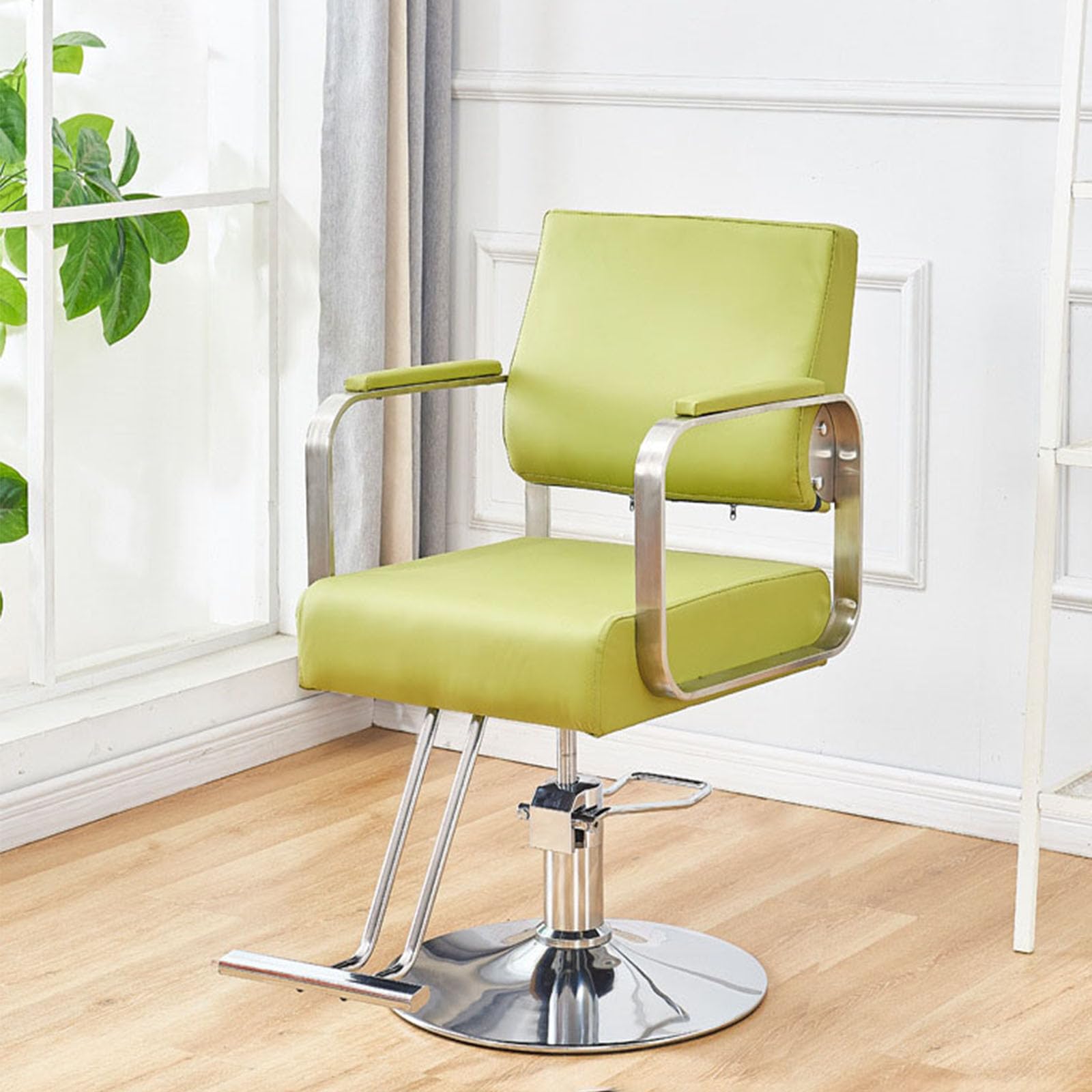 OZBMA Salon Chair - Professional Hydraulic Barber Chair, Height Adjustable for Shampooing, Comfortable Seating Hair Salons and Barbershops (Green Round)