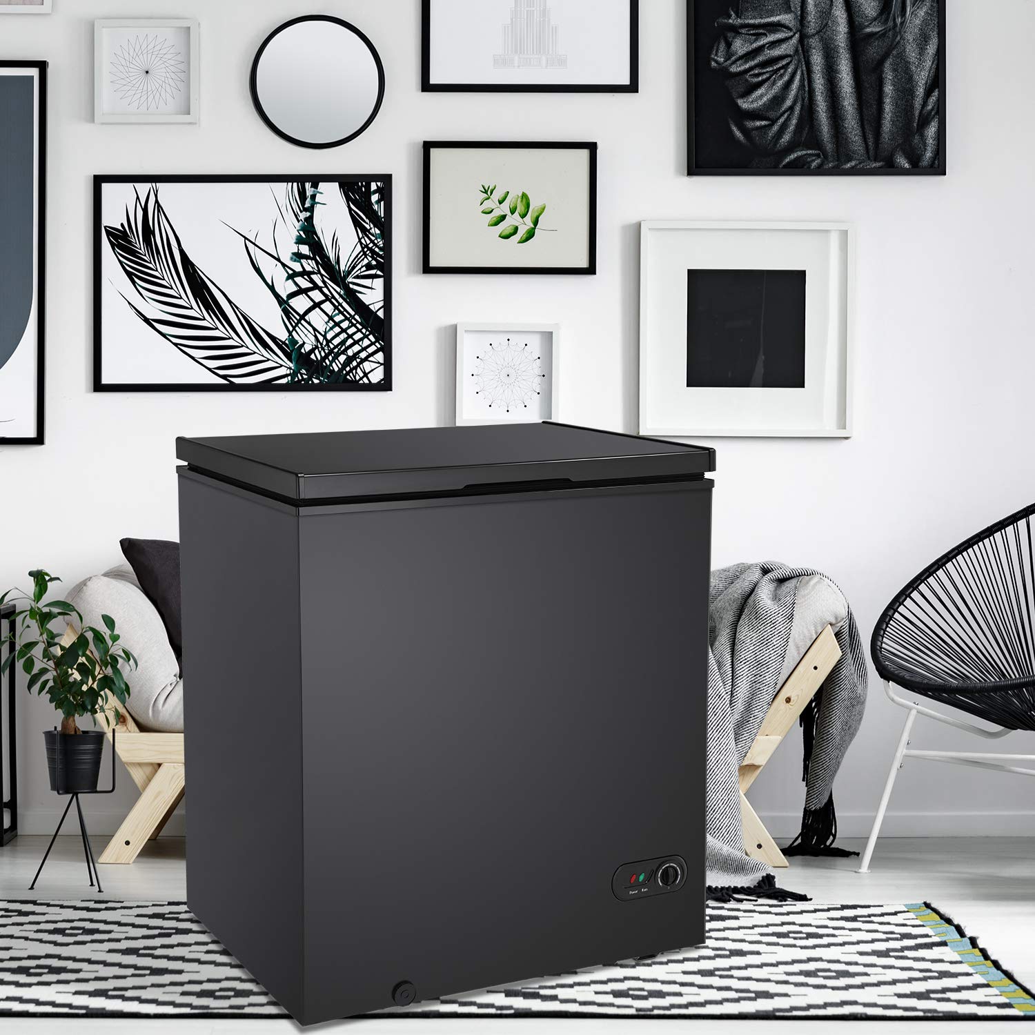 R.W.Flame Chest Freezer, Deep Freezer 5.0 Cu.Ft. W/Removable Basket, Adjustable Temperature, Energy Saving, Top Open Door Compact Freezer, Black on Fridge.com - View 6
