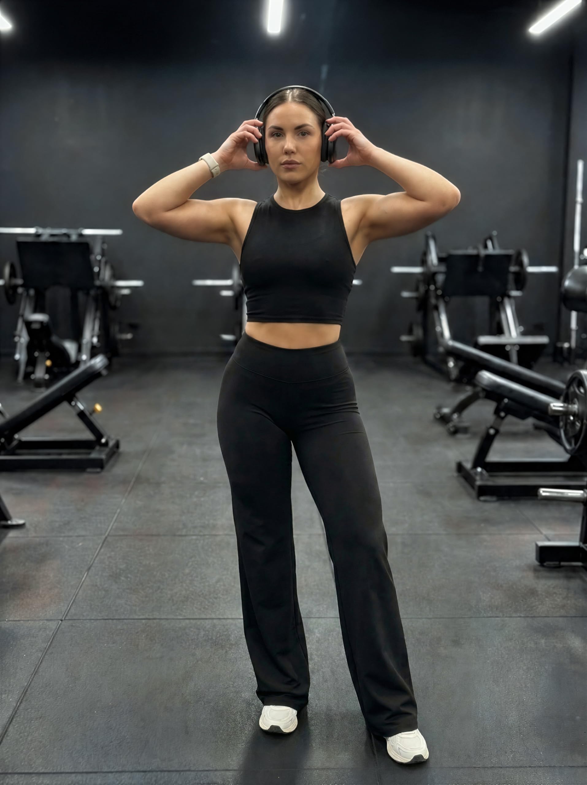 JOYSPELS Straight Leg Leggings Damen Flared Petite/Regular/Lang/Extra Lang | Yogahose Hohe Taille Sport Gym Schlaghose