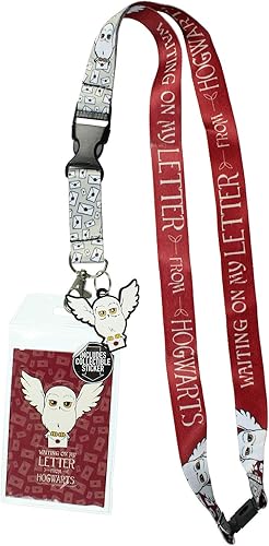 Miniatura 1 de Harry Potter Hedwig - Soporte para tarjetas de identificación con colgante de dije de 1.5 pulgadas