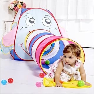 Children Tent Tunnel Toy Children's Toy Piggy Tunnel Toy with Tent, Indoor and Outdoor Garden Lawn Multiplayer Games Crawling Tunnel Toys, Exercise Kids Hand and Foot Coordination