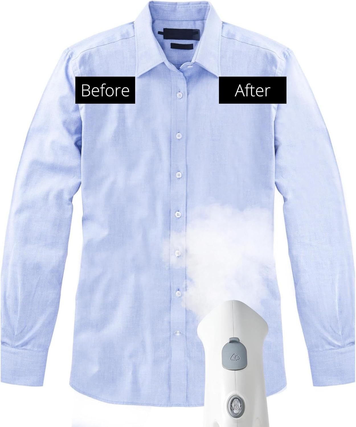 True & Tidy® Steamer for Clothes, Portable Handheld Garment Fabric Wrinkles Remover, 800 watts of steam, Stainless Steel Steam Plate, White
