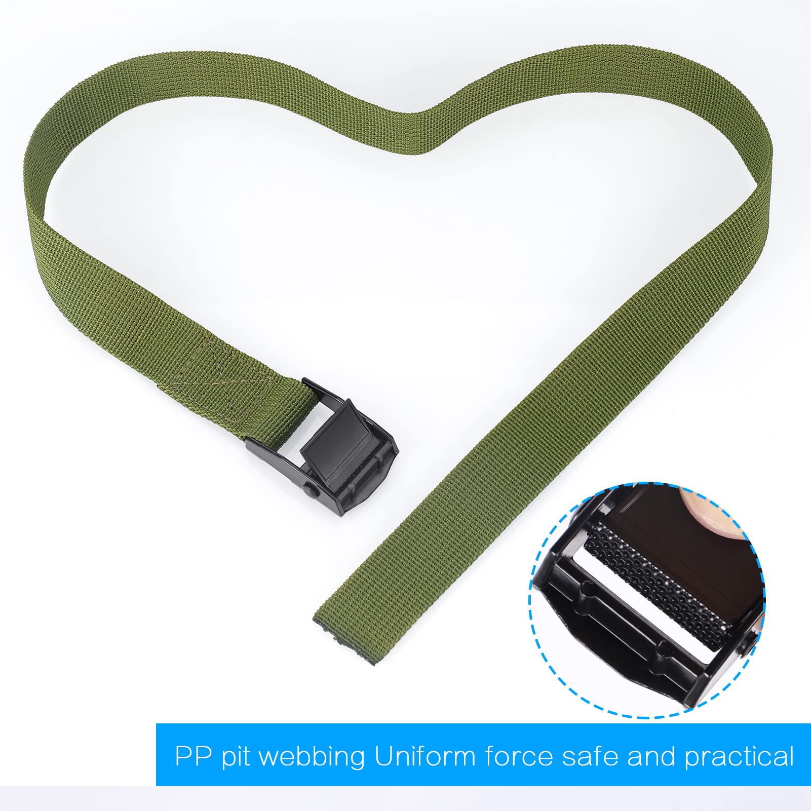 Hejo 10PCS Correa de Amarre,65x2.5CM Verde Ajustable Cinchas de Amarre Pequenas de Metal Aleación con Liberación Rápida A Prueba de Oxido Cinchas para Bicicletas, Motocicletas, Paquetes de Equipaje — view 4